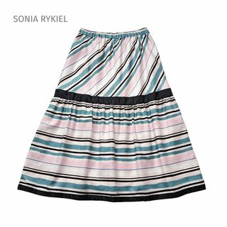 ソニアリキエル(SONIA RYKIEL)のソニアリキエル フレアスカート ボーダー ストライプ マルチカラー L(ロングスカート)