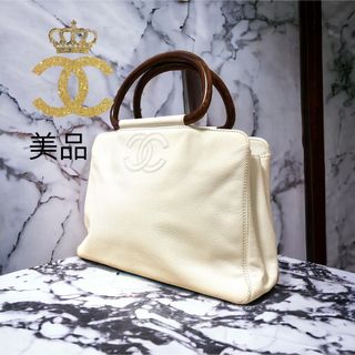 シャネル(CHANEL)のレア！シャネル　ウッドハンドル　ハンドバッグ　キャビアスキン　ココマーク　美品(ハンドバッグ)