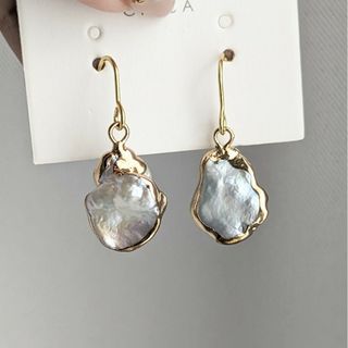 アレルギー対応 ハンドメイド イヤリング ピアス フックピアス 淡水パール 一粒(ピアス)