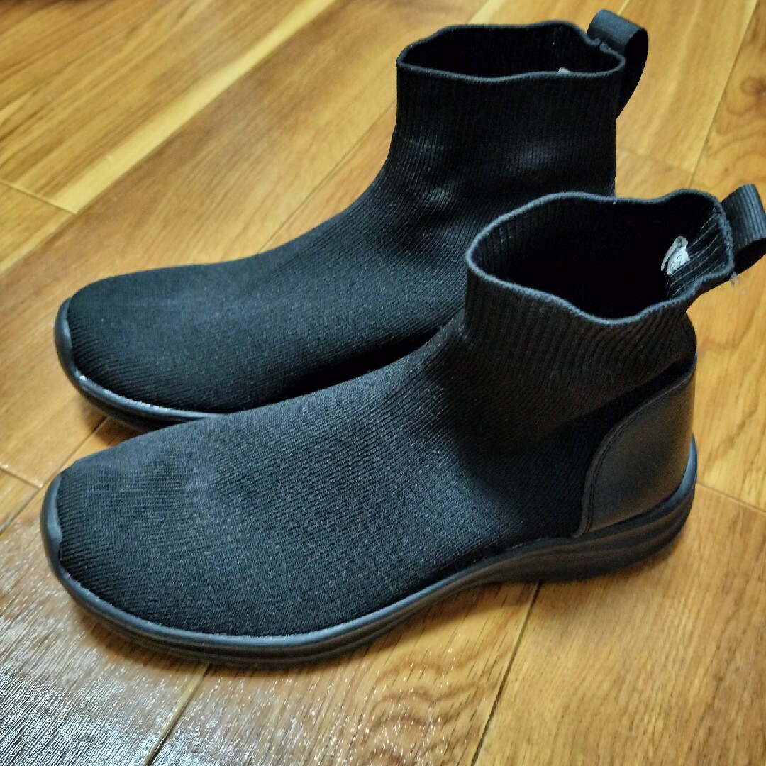 ソックスブーツ　ブラック　39（26cm） レディースの靴/シューズ(ブーツ)の商品写真