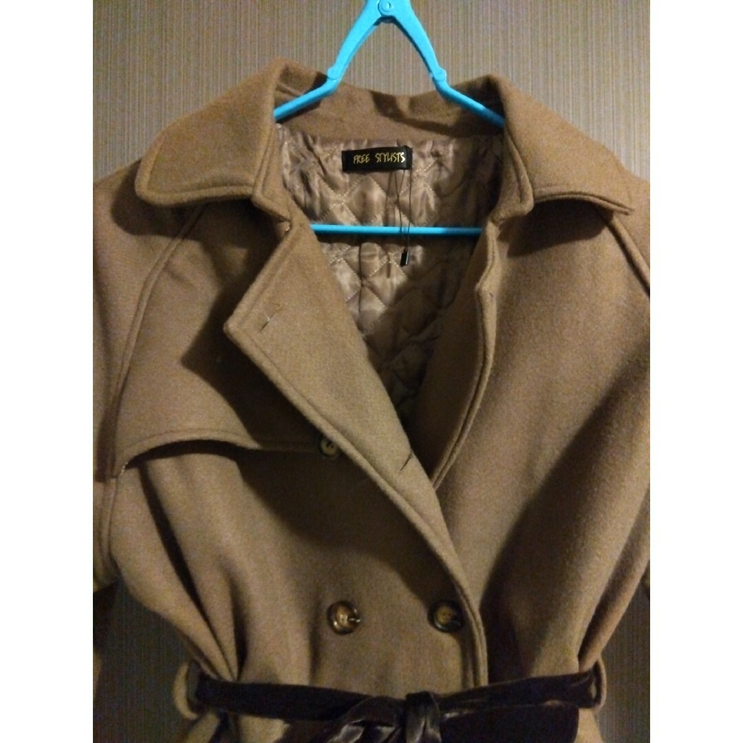 ベルト欠損500　ウール混　冬用FREE STYLISTS トレンチ コート レディースのジャケット/アウター(ロングコート)の商品写真