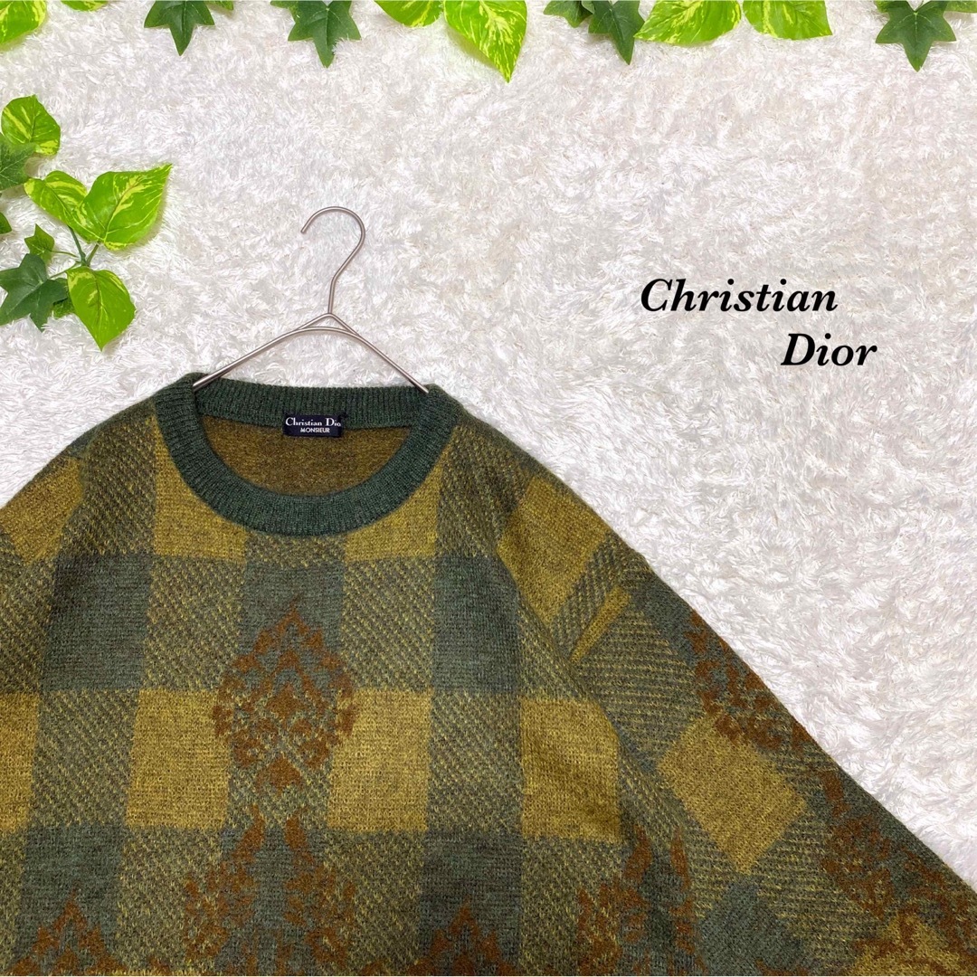 Christian Dior(クリスチャンディオール)の柄ニット　総柄　セーター　Dior 古着　バイカラー　ネイティブ　くすみカラー メンズのトップス(ニット/セーター)の商品写真