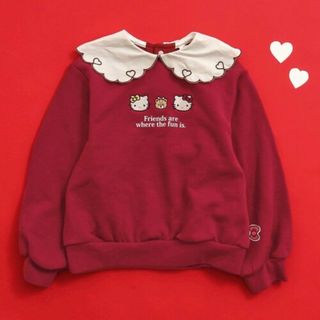 アプレレクール(apres les cours)のスウェット ハローキティハート刺繍衿トレーナー(Tシャツ/カットソー)