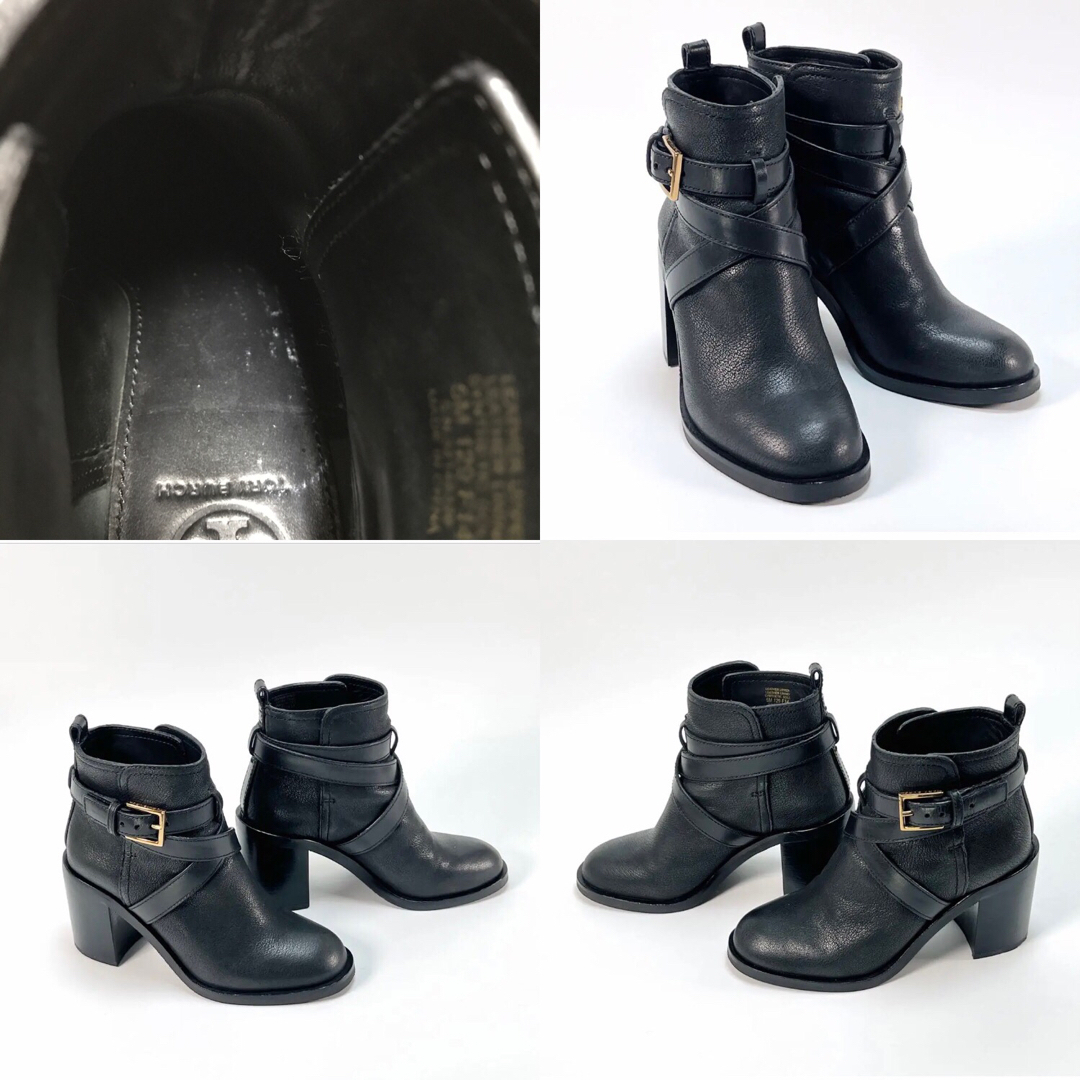 Tory Burch(トリーバーチ)の美品 トリーバーチ ショート ブーツ ブラック 本革 5M エンジニア レディースの靴/シューズ(ブーツ)の商品写真