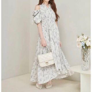 rose muse open shoulder floral one piece(ロングワンピース/マキシワンピース)