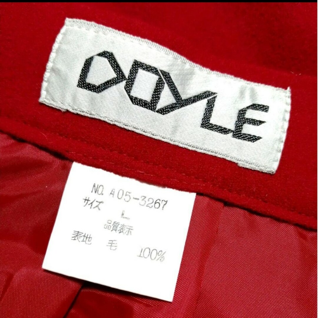 DOYLE タイトスカート ウールスカート レッド 赤 L W66 レディースのスカート(ひざ丈スカート)の商品写真