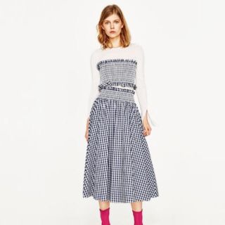 ザラ(ZARA)の新品♡ZARA ザラ ギンガムチェック スカート & トップス(ひざ丈スカート)