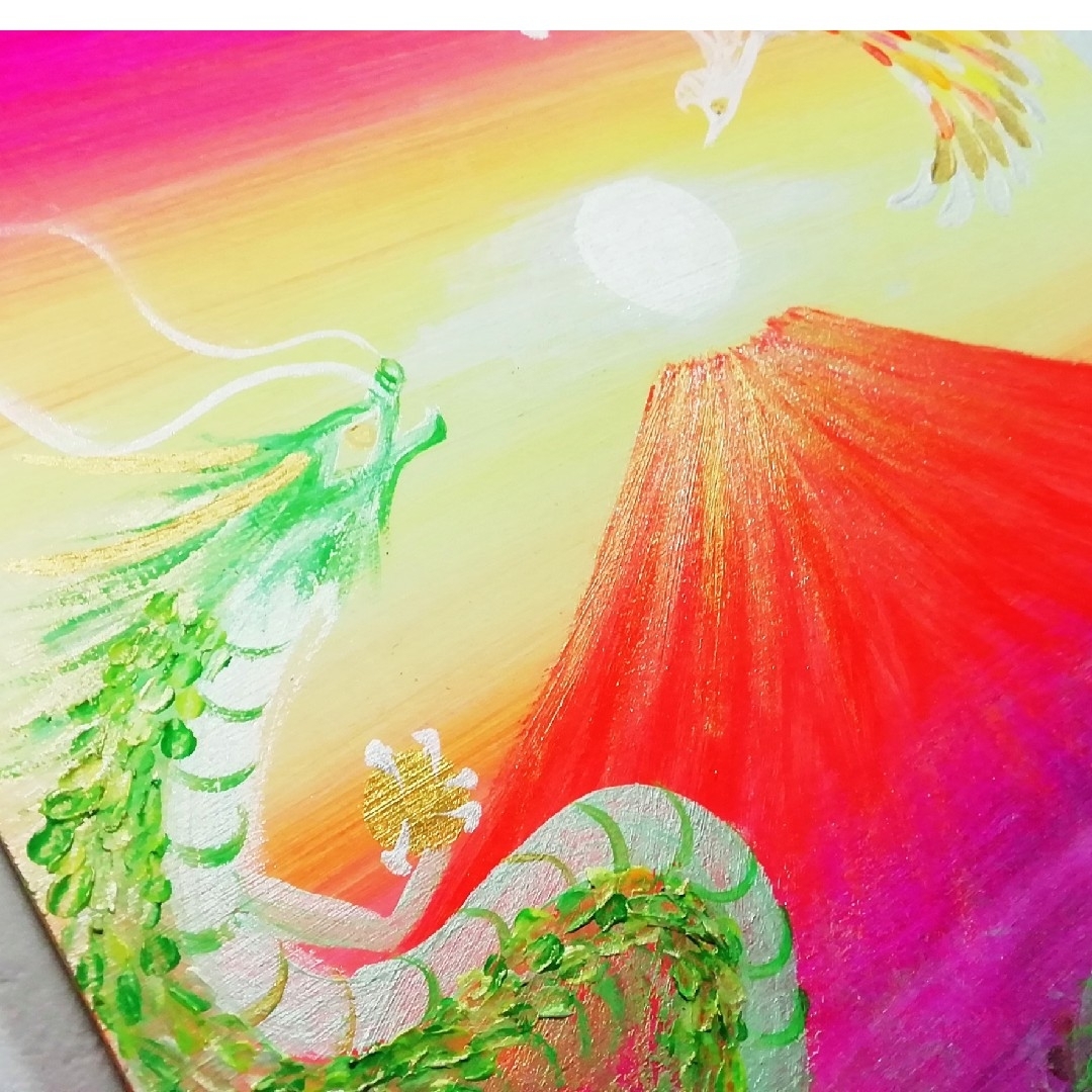 風水開運絵画*幸せ空の龍と鳳凰~煌めき富士~金運出世 子宝恋愛 風水開運絵画*幸せ空の龍と鳳凰~煌めき富士~金運出世 子宝恋愛