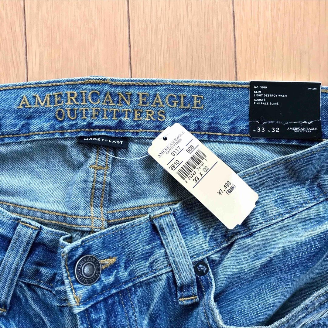 American Eagle(アメリカンイーグル)の新品 メンズ アメリカンイーグル ダメージデニム♡33×32♡ メンズのパンツ(デニム/ジーンズ)の商品写真