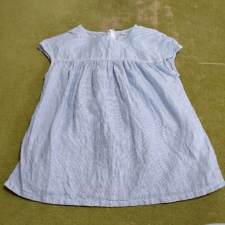ムジルシリョウヒン(MUJI (無印良品))の無印良品　キッズ　120~130　トップス　ストライプ　水色　ホワイト(Tシャツ/カットソー)