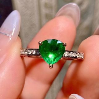 天然 エメラルド ダイヤ  リング1.12ct k18 ¥(リング(指輪))