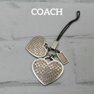 コーチ(COACH)の【匿名配送】COACH コーチ キーホルダー シルバー ハート ロゴ ピンク(チャーム)