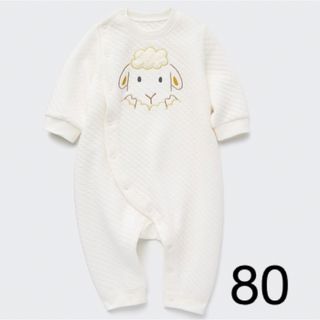 ユニクロ(UNIQLO)のキルトカバーオール　羊　80 新品(ロンパース)