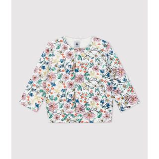 プチバトー(PETIT BATEAU)のプチバトー　キルティングカーディガン　ジャケット　アニマル　フラワー　花　クマ(カーディガン/ボレロ)