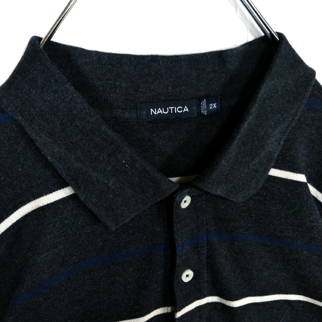NAUTICA(ノーティカ)の【NAUTICA(ノーティカ)】ビッグシルエット　ボーダー　長袖 ポロシャツ メンズのトップス(ポロシャツ)の商品写真
