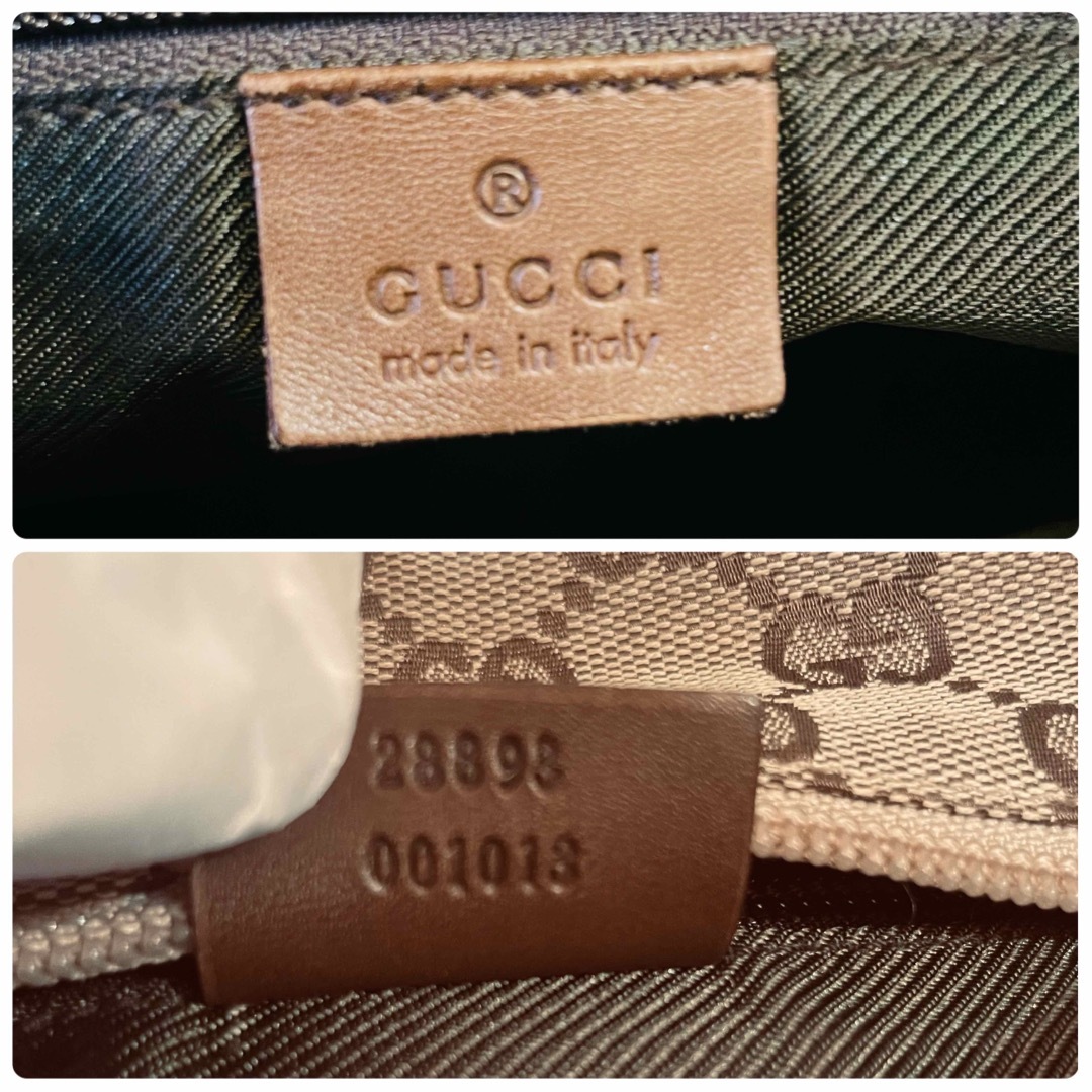 Gucci(グッチ)のGUCCI グッチ GG トート ハンドバッグ キャンバス レザー ブラウン レディースのバッグ(トートバッグ)の商品写真