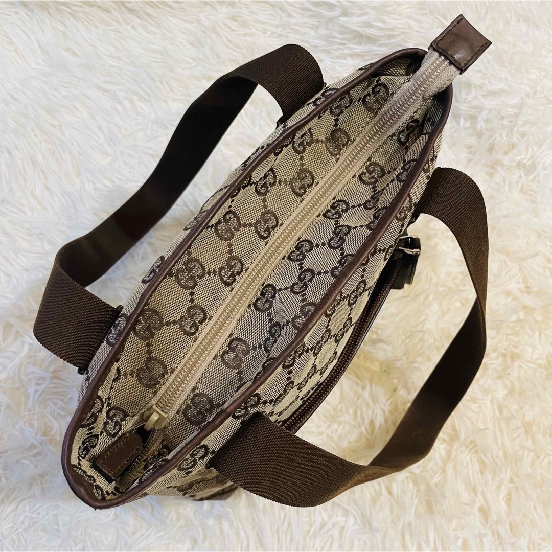 Gucci(グッチ)のGUCCI グッチ GG トート ハンドバッグ キャンバス レザー ブラウン レディースのバッグ(トートバッグ)の商品写真