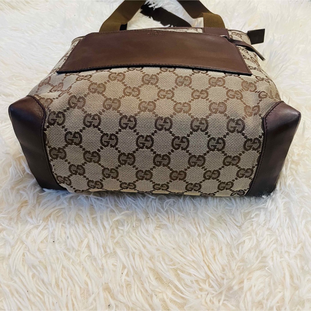 Gucci(グッチ)のGUCCI グッチ GG トート ハンドバッグ キャンバス レザー ブラウン レディースのバッグ(トートバッグ)の商品写真