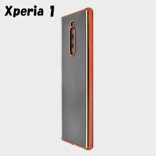 エクスペリア(Xperia)のXperia 1：メタリックバンパー背面クリア ソフトケース★ピンク 桃(Androidケース)