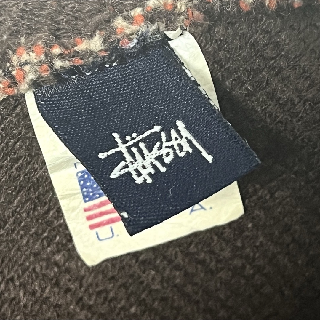 着丈72cmUSA製　OLD STUSSY ジップブルゾン　ブラック　コットン　紺タグ