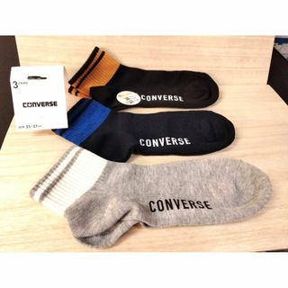 コンバース(CONVERSE)のaコ）黒紺灰）３Ｐ）25-27）福助コンバース靴下ショートソックス綿混13729(ソックス)