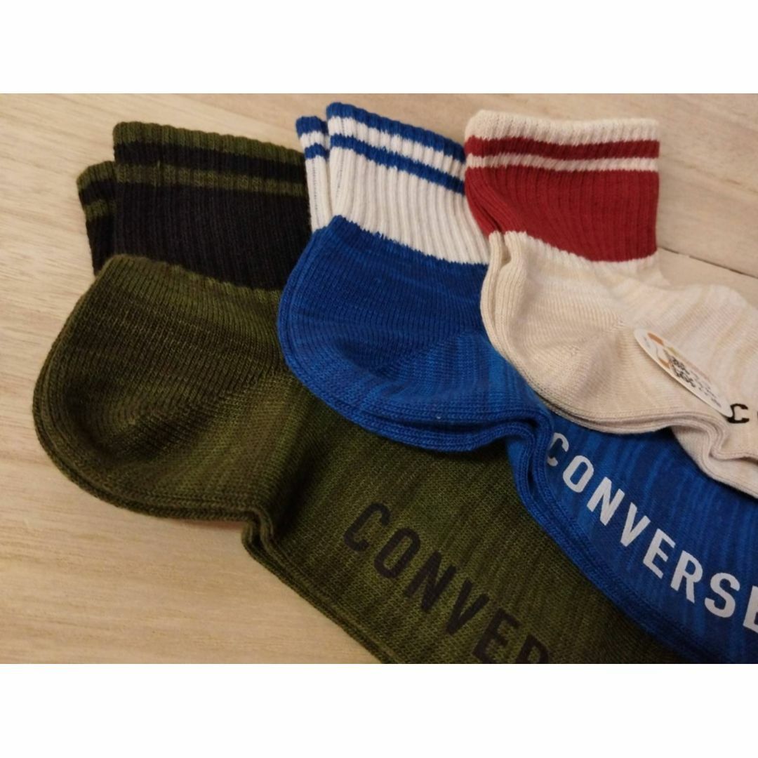 CONVERSE(コンバース)のbコ）肌緑青）３Ｐ）25-27）福助コンバース靴下ショートソックス綿混13729 メンズのレッグウェア(ソックス)の商品写真
