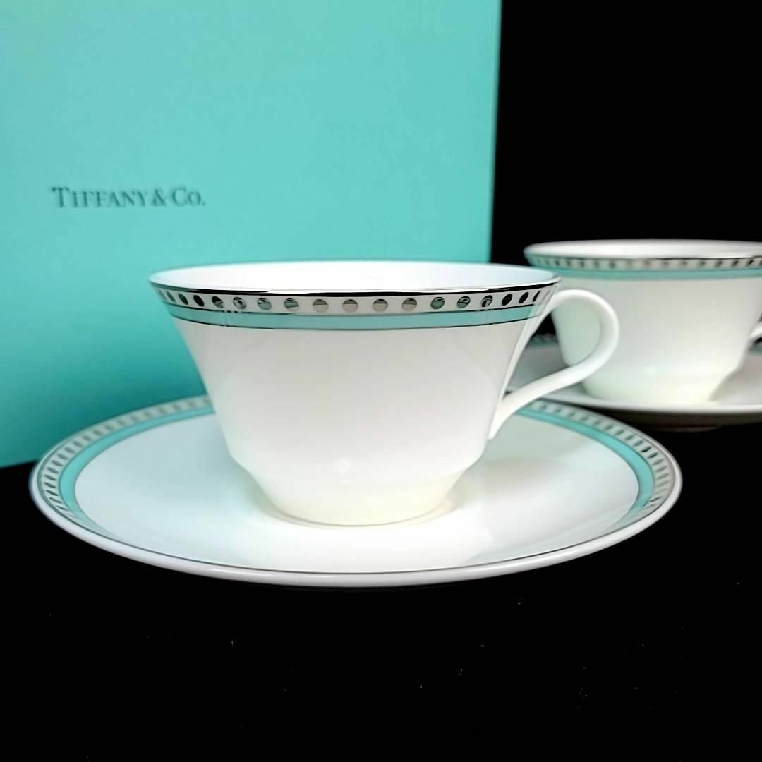 TIFFANY&CO. カップ & ソーサー プラチナブルーペアカップ