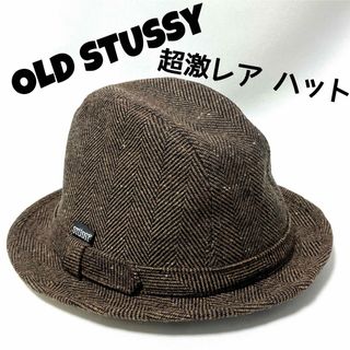 ステューシー(STUSSY)の【新品】超レア⑦OLD STUSSYステューシーロゴ付きへリンボーン中折れハット(ハット)