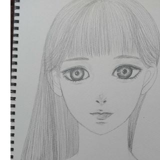 手描きイラスト　鉛筆画　絵画　美少女画(絵画/タペストリー)