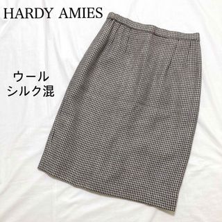 ハーディエイミス(HARDY AMIES)のハーディエイミス★大人上品 ラメ糸 ウール シルク ラメ糸 ひざ丈スカート(ひざ丈スカート)