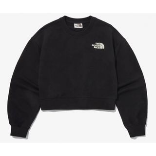 ザノースフェイス(THE NORTH FACE)の【韓国限定】ノースフェイス　ショート丈トレーナー　ブラック(トレーナー/スウェット)