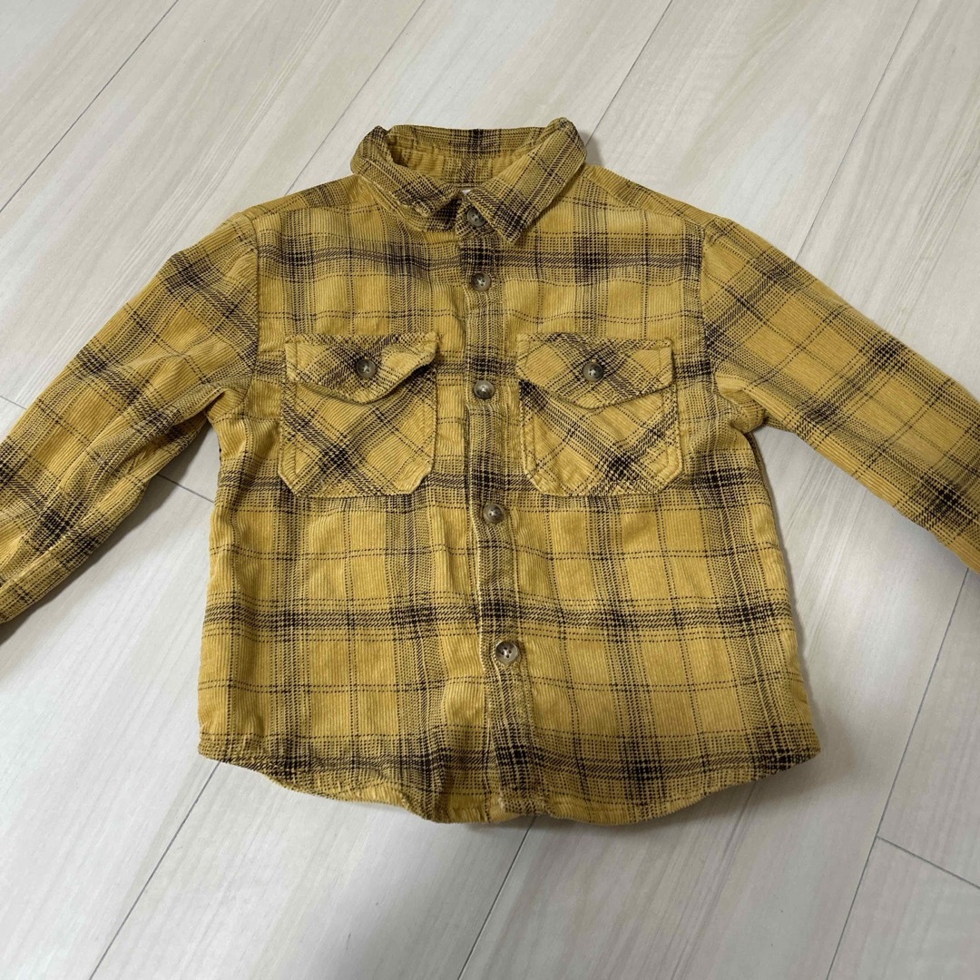 ZARA KIDS(ザラキッズ)のチェック柄コーデュロイシャツジャケット 92cm キッズ/ベビー/マタニティのキッズ服男の子用(90cm~)(Tシャツ/カットソー)の商品写真