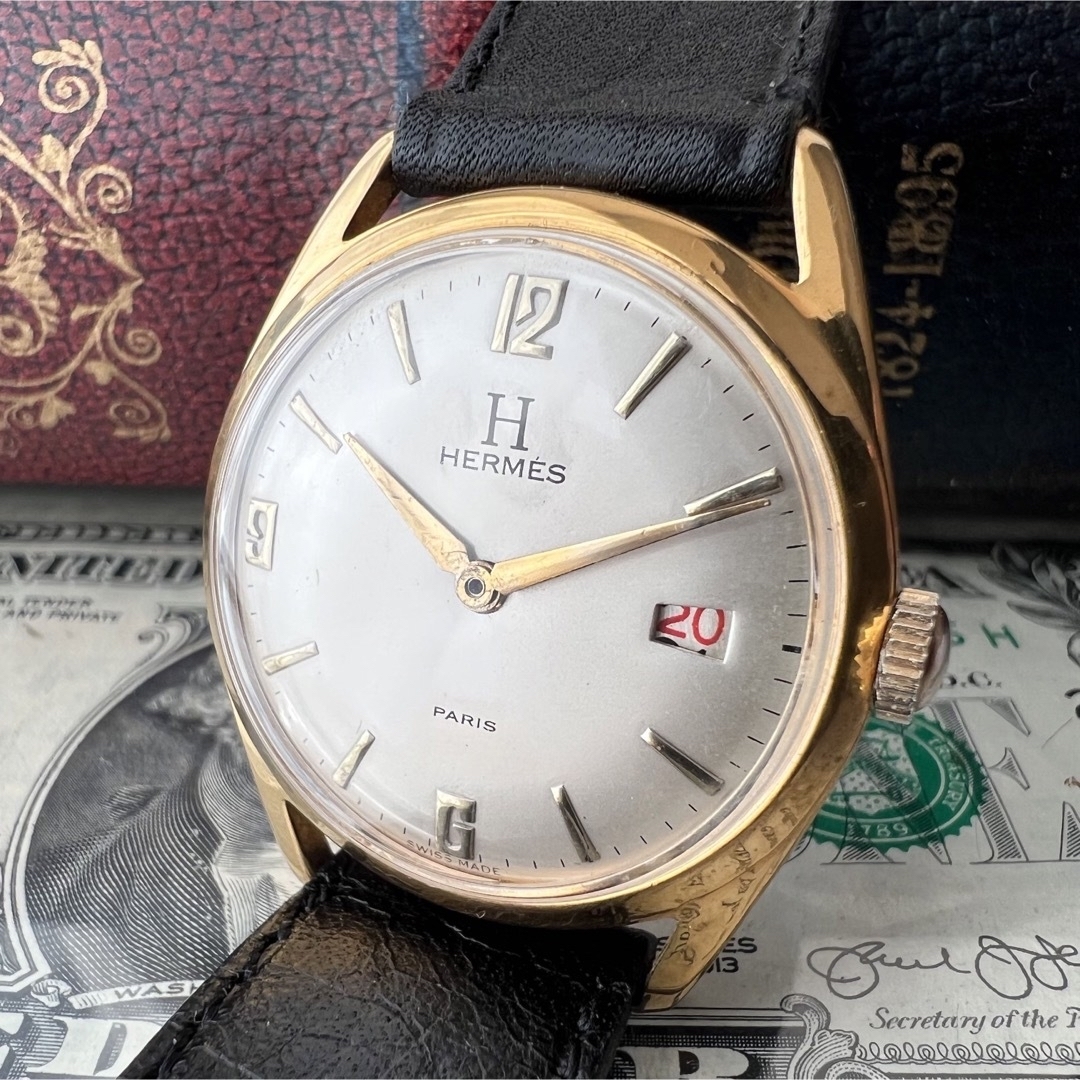スペックケース直径【一目惚れ】OH済 HERMES PARIS ■ エルメス 14KGP 腕時計2