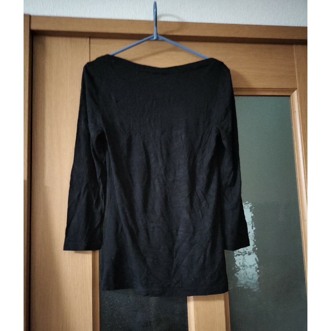 Le souk(ルスーク)のLE SOUK カットソー　レディース　黒　七分袖　サイズ38 レディースのトップス(カットソー(長袖/七分))の商品写真