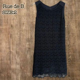 Rue de B リューデベー　総レースワンピースブラック　ノースリーブ　2(ひざ丈ワンピース)