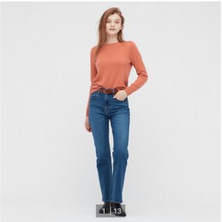 ユニクロ(UNIQLO)のUNIQLO   100%カシミヤセーター   Ｓ　オレンジ(ニット/セーター)