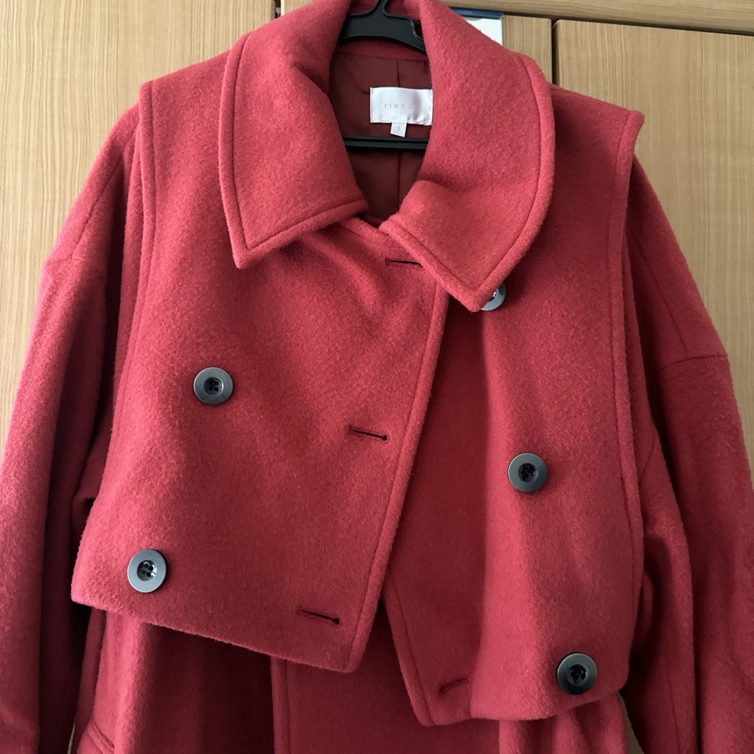 rienda(リエンダ)のrienda リエンダ ウールコート レッド 赤 レディースのジャケット/アウター(ロングコート)の商品写真