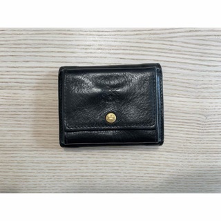 イルビゾンテ(IL BISONTE)のイルビゾンテ 三つ折り財布 トリフォルド　ブラック レザー 金ボタン(財布)