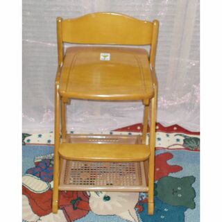 学童椅子　学童椅子　木製ラバー材ムク　座面4段階調整スライド座面　展示処分(デスクチェア)