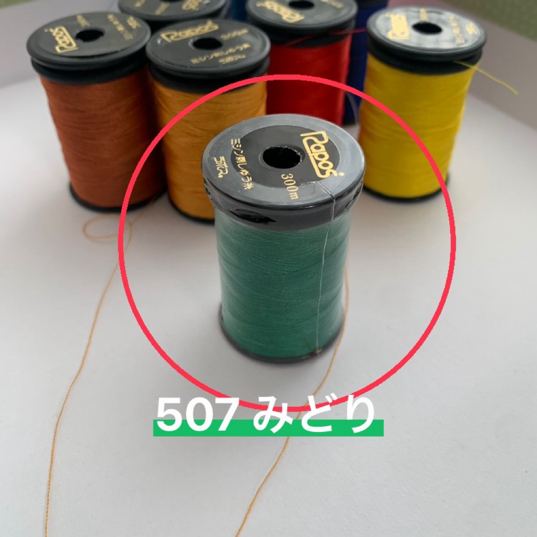 ミシン刺繍糸 ラポス #50 507 緑 300m 未使用品 ハンドメイドの素材/材料(生地/糸)の商品写真