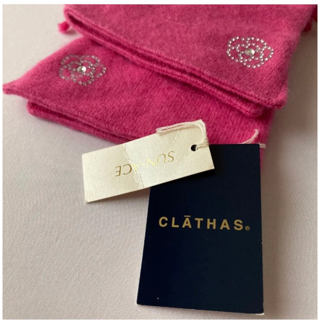 CLATHAS(クレイサス)の★CLATHAS★クレイサス ピンク キラキラ 花 フラワー 手袋 & マフラー レディースのファッション小物(手袋)の商品写真