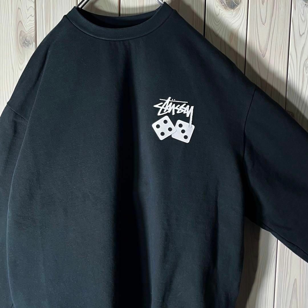 STUSSY(ステューシー)の【海外限定 L】ステューシー 両面ロゴ ダイス ストックロゴ スウェット 黒 メンズのトップス(スウェット)の商品写真