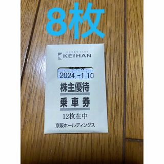 ケイハンヒャッカテン(京阪百貨店)の京阪電車株主優待券8枚（1/10まで有効）(鉄道乗車券)