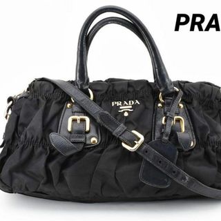 プラダ(PRADA)の美品　PRADA プラダ　トートバッグ　ギャザー　黒　ナイロン　23121304(ハンドバッグ)