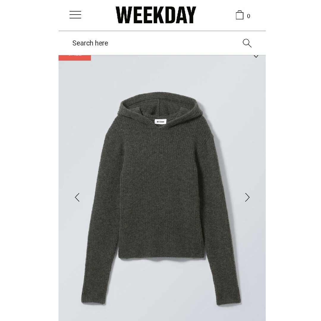 ZARA(ザラ)の【新品タグ付き】WEEKDAY ニットフーディ グレー セーター サイズXS レディースのトップス(ニット/セーター)の商品写真