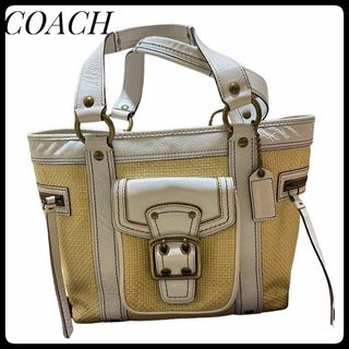 コーチ(COACH)のコーチ　ハンドバッグ　ナチュラル　ストローレザー(トートバッグ)