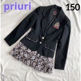 priuri ♥️プリウリ フォーマルスーツ 150 ブラック ピンク チェック(ドレス/フォーマル)
