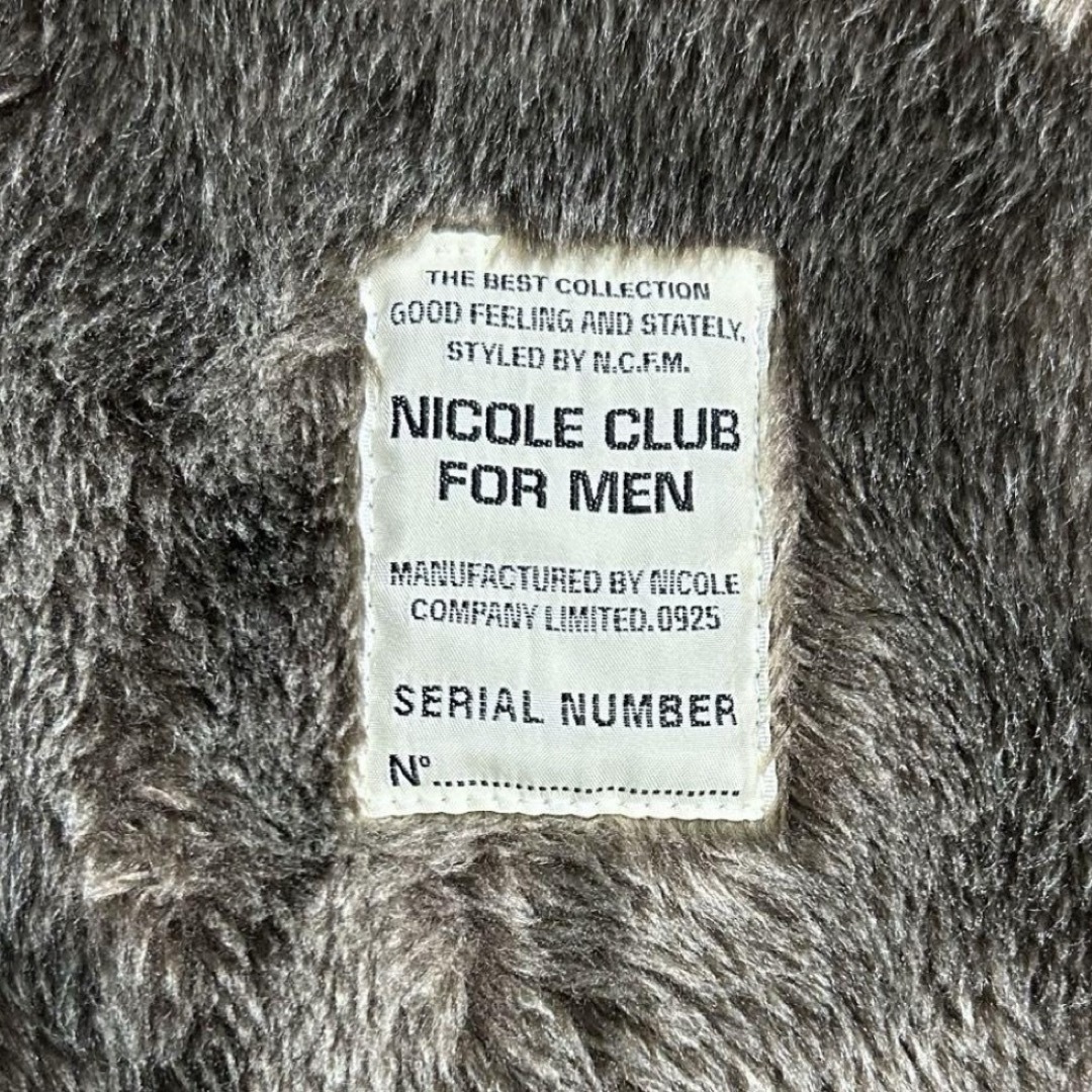 NICOLE CLUB FOR MEN(ニコルクラブフォーメン)のニコルクラブ  レザー コート ボア ファー  サイズ48 メンズのジャケット/アウター(レザージャケット)の商品写真
