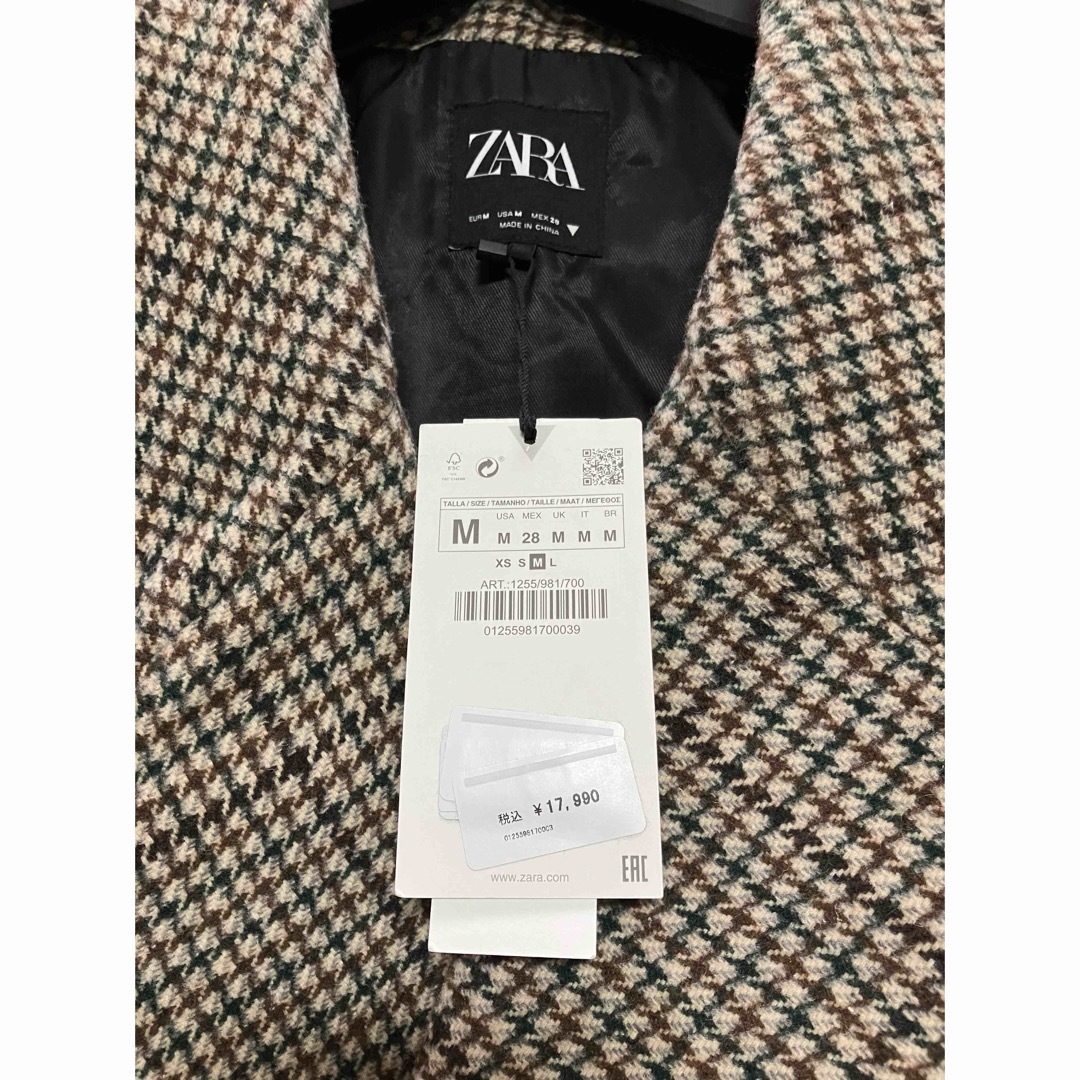 ZARA(ザラ)のZARA ロングチェックコート メンズのジャケット/アウター(チェスターコート)の商品写真