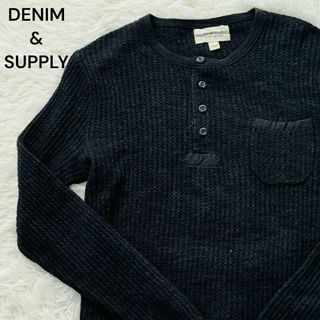 デニムアンドサプライラルフローレン(Denim & Supply Ralph Lauren)のデニム&サプライ　ラルフローレン　サーマル　カットソー　ブラック　ヘンリーネック(Tシャツ/カットソー(七分/長袖))